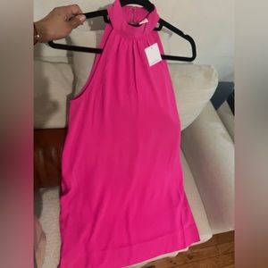A by Amanda Uprichard hot pink turtle kneck sleeveless dress